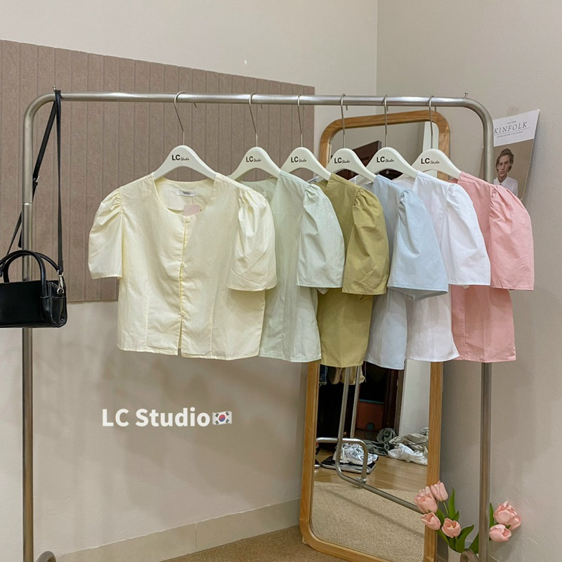 Sơ Mi Cộc Cổ Tròn Tay Bồng