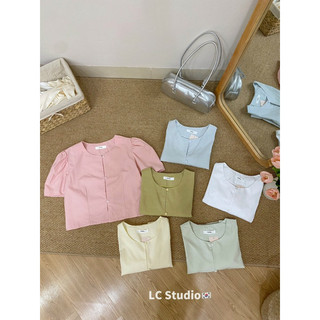 Sơ Mi Cộc Cổ Tròn Tay Bồng