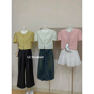 Sơ Mi Cộc Cổ Tròn Tay Bồng