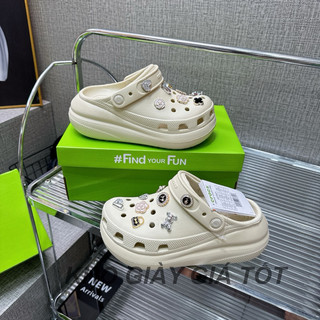 Sục crocs đế bằng dáng bánh mì 7cm kèm 14 stickers 3D bất kì , sục nữ crocs classic thời trang hàn chuẩn đẹp fullbox