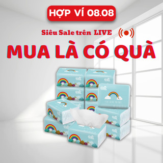 Giấy ăn cầu vồng dai mịn, khăn giấy rút cầu vồng đa năng, khăn giấy khô 3 lớp hàng loại 1 set 10 gói