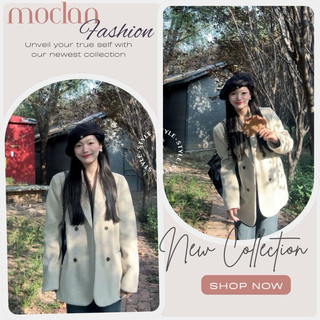 (Moclanclothing)áo khoác nữ blazer màu trăng sáng cho nữ hàng quảng châu
