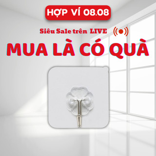 Móc dán tường siêu dính, móc treo đồ trong suốt, móc dán treo đồ 6x6cm
