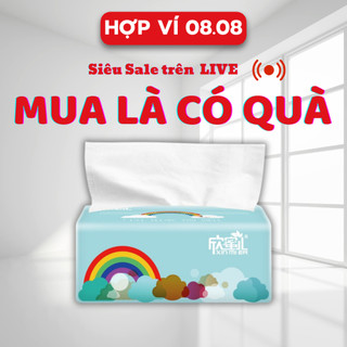 Giấy lau miệng 30 gói cầu vồng, khăn giấy cầu vồng nội địa trung, giấy rút cầu vồng gói 300 tờ
