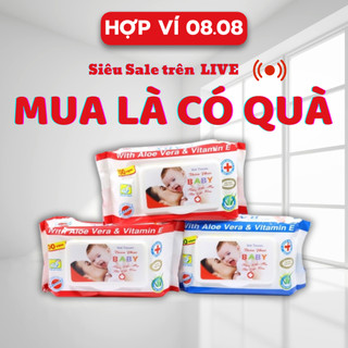 Khăn giấy ướt baby gói 120 tờ, khăn ướt cho bé không mùi, giấy ướt baby không cồn, khăn ướt phú đạt