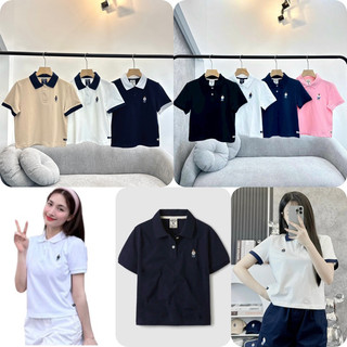 Áo Croptop Polo Who.a.u Steve Bear Logo thêu siêu nét