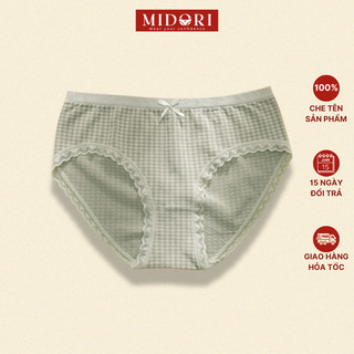 Set 5 Quần Lót Cotton Kẻ Caro Co Dãn Tốt Siêu Thấm Hút Dễ Thương Midori QK5