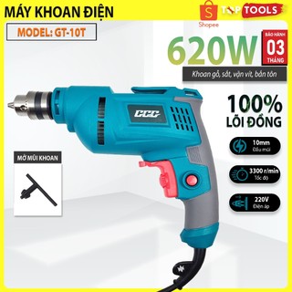 Máy khoan điện, máy khoan cầm tay đầu 10 ly công suất 620W- đầu sắt, khoan gỗ, tháo vặn vít, lõi đồng, bảo hành 3 tháng