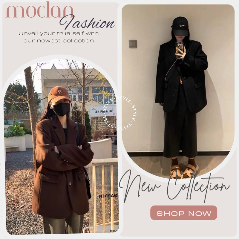 (Moclanclothing)Áo khoác blazer có Trần bông dày dặn