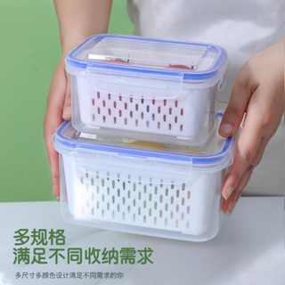 Set 2 Hộp Đựng Thực Phẩm Có Nắp Đậy Cao Cấp - Khay Nhựa Để Tủ Lạnh Kèm Rổ Ráo Nước Bảo Quản Thức Ăn An Toàn Tiện Lợi