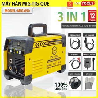 [TẶNG CUỘN HÀN] MÁY HÀN ĐIỆN TỬ 3 CHỨC NĂNG MIG/TIG/MMA MIG650 CHÍNH HÃNG |BẢO HÀNH 1 NĂM. HÀN SẮT, INOX, HÀN ĐIỆN TỬ