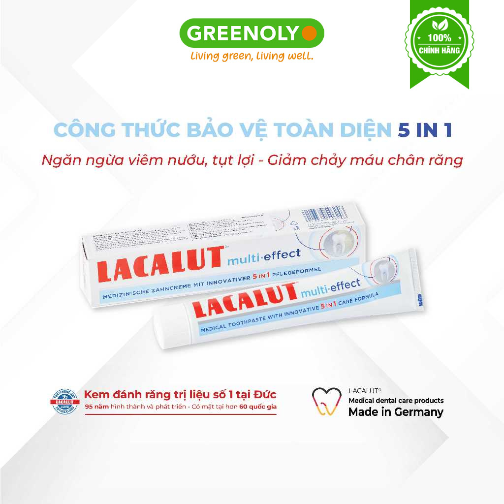 Kem Đánh Răng Lacalut Multi - Effect Chăm Sóc Răng Toàn Diện Ngăn Ngừa Viêm Nướu 75ml