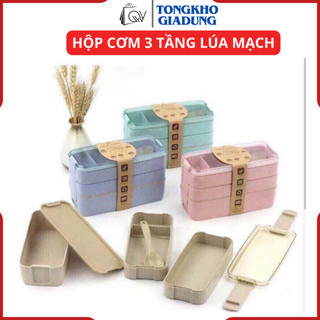 Hộp đựng cơm 3 tầng lúa mạch an toàn sức khỏe