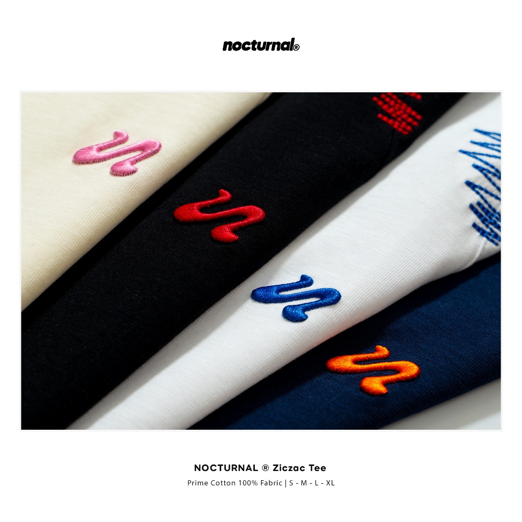 Áo Thun Thêu NOCTURNAL Ziczac Tee Cotton 100% Unisex Form Rộng Tay Lỡ Oversize Local Brand | BigBuy360 - bigbuy360.vn