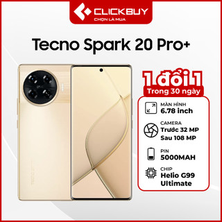 Điện thoại tecno spark 20 pro+ 8gb/256gb - độ mỏng viền 7.55mm, camera 108mp, chip helio g99