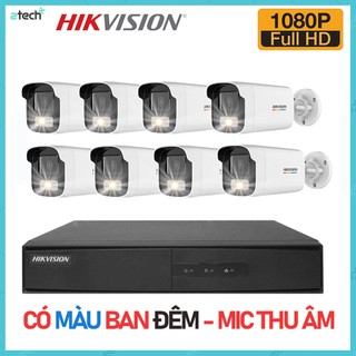 Bộ camera giám sát ip poe hikvision 8 kênh 2.0mp có màu ban đêm tích hợp mic thu âm