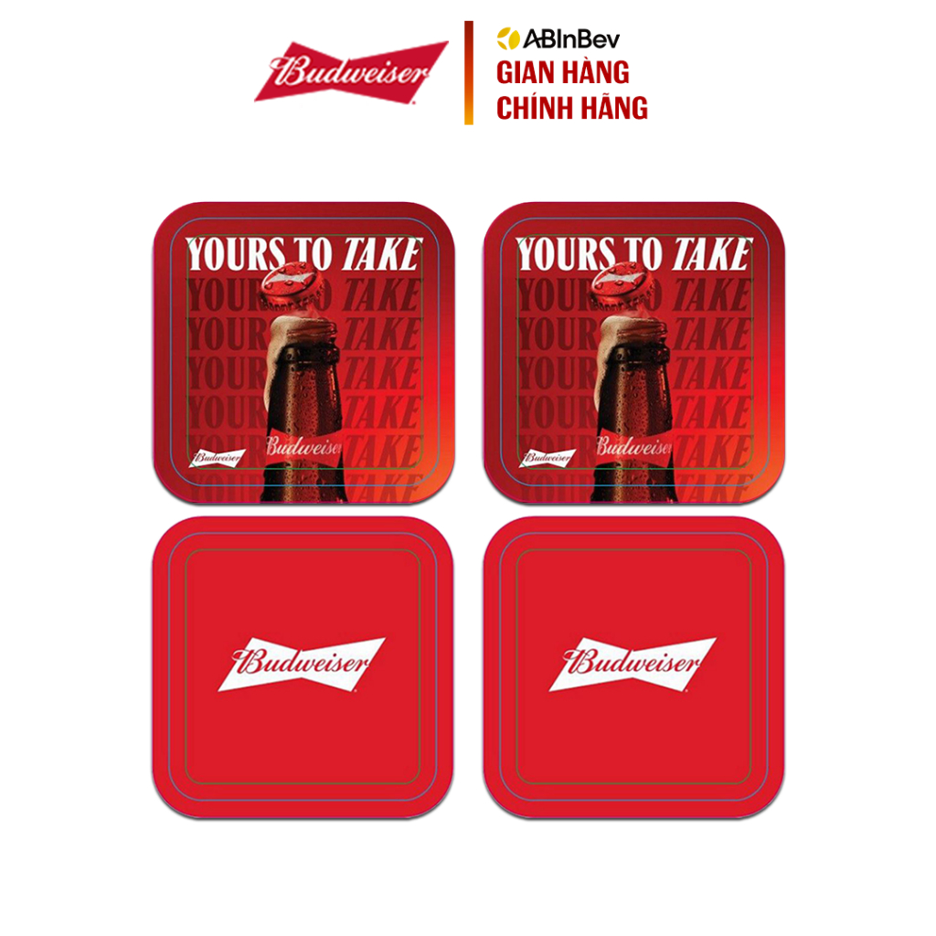 [Grocery Gift] Combo 4 Lót Ly Budweiser Cao Cấp