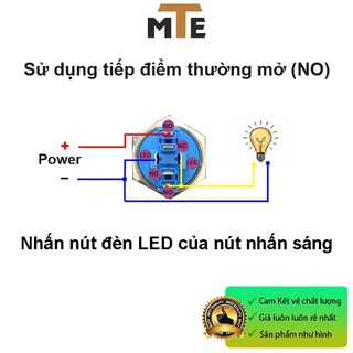Nút nhấn giữ chống nước có LED 22mm 220V