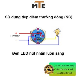 Nút nhấn giữ chống nước có LED 22mm 220V