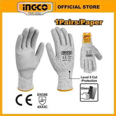 Găng tay chống cắt cấp độ 5 INGCO HGCG02-XL chất liệu phủ/Hoàn thiện PU