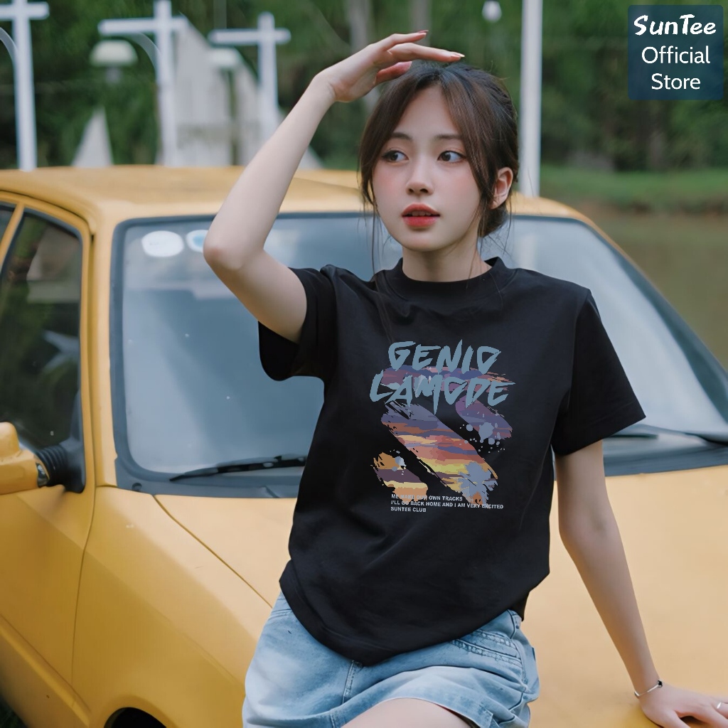 Áo thun nữ form vừa SUNTEE STFV116 phong cách basic in hình 016 vải cotton 250GSM cao cấp thoáng mát | BigBuy360 - bigbuy360.vn