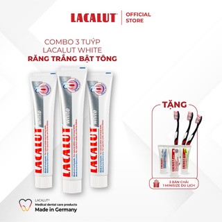 Combo 3 tuýp Kem đánh răng Lacalut White làm Trắng răng, Bảo Vệ Men Răng, Giúp ngăn ngừa viêm nướu