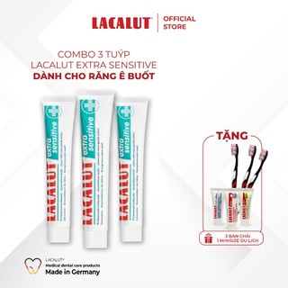 Combo 3 tuýp Kem đánh răng Lacalut Extra Sensitive, Dành răng SIÊU chống ê buốt, Ngăn ngừa viêm nướu