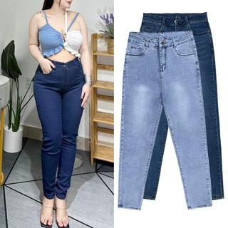 [58-90kg] Quần skinny jeans nữ bigsize 2 màu đậm/ nhạt, quần dài jean co giãn cạp cao tôn dáng