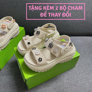 crocs mega KEM (tặng kèm 2 bộ khác nhau hình bất kì ), dép sandal crocs mega Crush bóng đế cao 8cm cai cấp fullbox