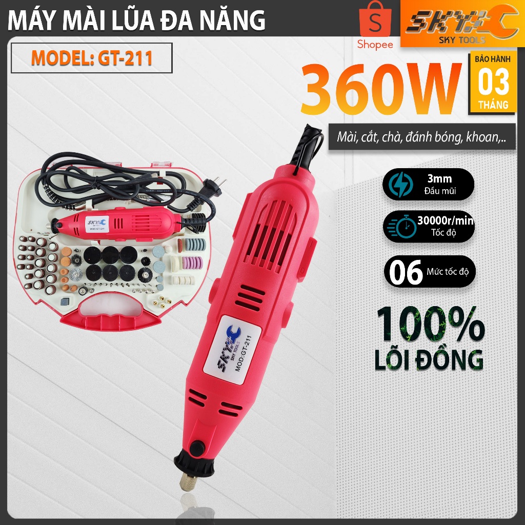 [Tặng Bộ Phụ Kiện 100 Chi Tiết] Bộ Khoan - Mài - Khắc Mini Đa Năng Xh211, Khoan Cắt, Làm Lũa, Mài Khuôn