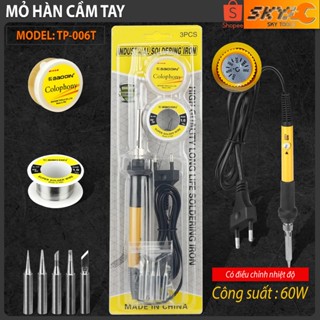 [SIÊU RẺ] Bộ Mỏ hàn thiếc điều chỉnh nhiệt độ 60w 220v, Tặng bộ mũi hàn, thiếc hàn, mỡ hàn. Nhỏ gọn dễ dàng sử dụng