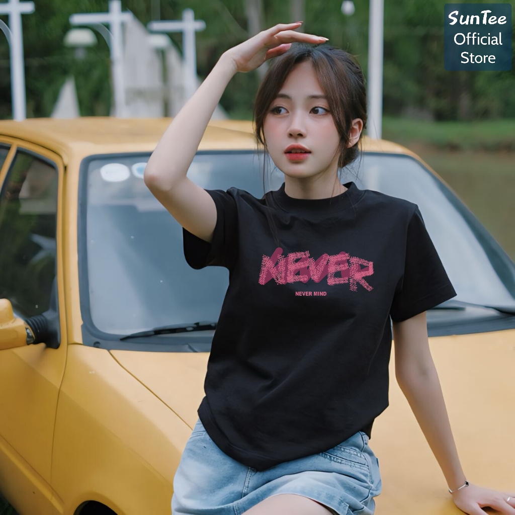 Áo thun nữ form vừa SUNTEE STFV502 phong cách basic in hình vải cotton 250GSM cao cấp thoáng mát | BigBuy360 - bigbuy360.vn