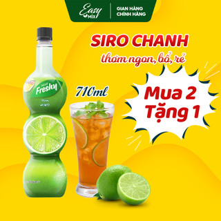Siro chanh freshy lime syrup nguyên liệu pha chế trà sữa chai 710ml