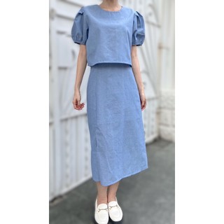 Bộ Set combo áo croptop phối chân váy xẻ Lovadova 23D03C004