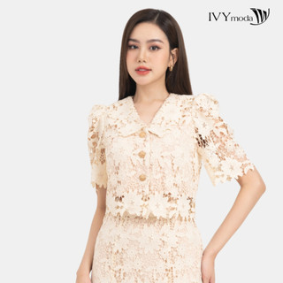 Lace skirt - áo ren tay bồng nữ ivy moda ms 16m8196