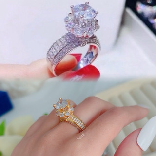 Nhẫn hột xoàn đá cao siêu sáng xi bạch kim cao cấp KAMI trang sức sỉ