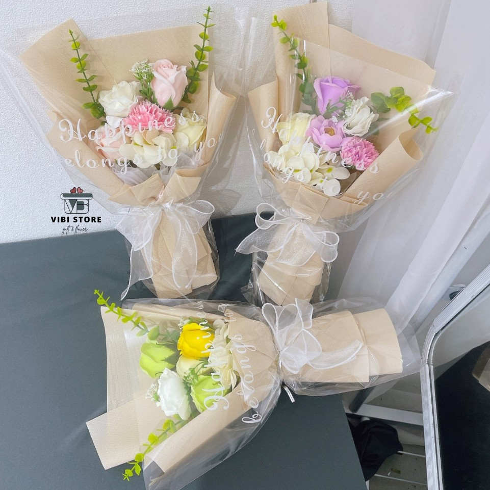  Bó hoa sáp mix nhiều loại phối giấy kiếng tone pastel hiện đại dễ thương 💗  tặng tốt nghiệp sinh nhật kỉ niệm 