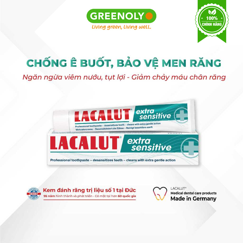 Kem Đánh Răng Lacalut Extra Sensitive Cho Răng Ê Buốt, Ngăn Ngừa Viêm Nướu 75ml