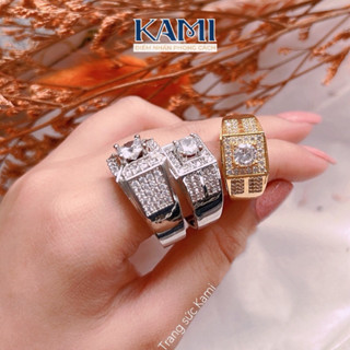 Nhẫn nam kim cương nhân tạo siêu sáng và bền Kami