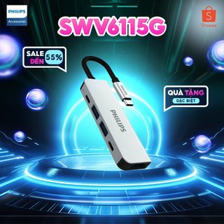 Bộ hub chuyển đổi philips swv6115g 5 in 1 usb type c hdmi - usb-a2