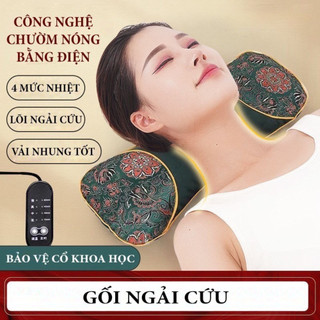 Gối Ngải Cứu Thảo Dược Dưỡng Sinh Thế Hệ Mới, Gối Massage Làm Ấm Giúp Giảm Đau Nhức Cổ Vai Gáy