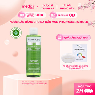 Nước cân bằng toner dưỡng ẩm giảm nhờn dành cho da dầu mụn pharmaceris puri-sebotonique 200ml