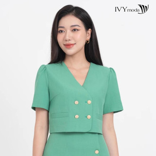 Áo blazer tuysi cổ v nữ ivy moda ms 61m8395
