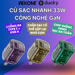 Củ sạc trong suốt Wekome WP-U115 33W củ sạc nhanh 33w 2 cổng USB + Type C