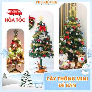 Cây thông noel mini trang trí nhà cửa kèm set phụ kiện siêu dễ thương 60cm/ 90cm/ 1m2 cây thông trang trí giáng sinh đẹp