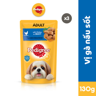  Bộ 12 Túi Thức Ăn Cho Chó Lớn PEDIGREE Dạng Sốt 130g - Gà nấu sốt