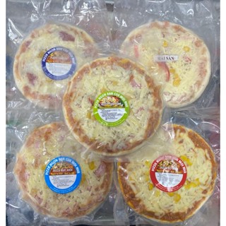 Pizza làm sẵn 5 vị bò, xúc xích, hải sản, jambon, thập cẩm size 16cm