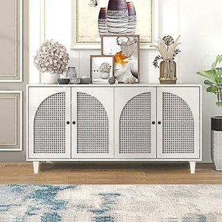 Tủ console cửa phối mây, tủ phòng khách, tủ trang trí, tủ decor, tủ để đồ, tủ đa năng QHOME (D34)