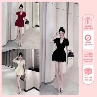 Đầm Xoè Cổ Trụ Trơn , Chất Thun Tăm Lạnh có kèm quần riêng, Freesize 40-55kg
