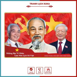 Tranh Bác Hồ, Bác Giáp, Bác Trọng, tranh Ba vĩ nhân Việt Nam tráng gương treo tường đẹp, bền